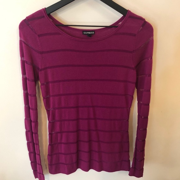 Express Long Sleeve Sheer Strip Shirt - Picture 1 of 6